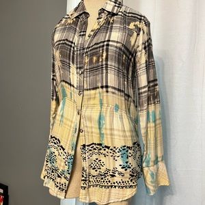 Tolani Long Sleeve Tie Dye Embroidered Multi Color Button Up Women’s Size XS